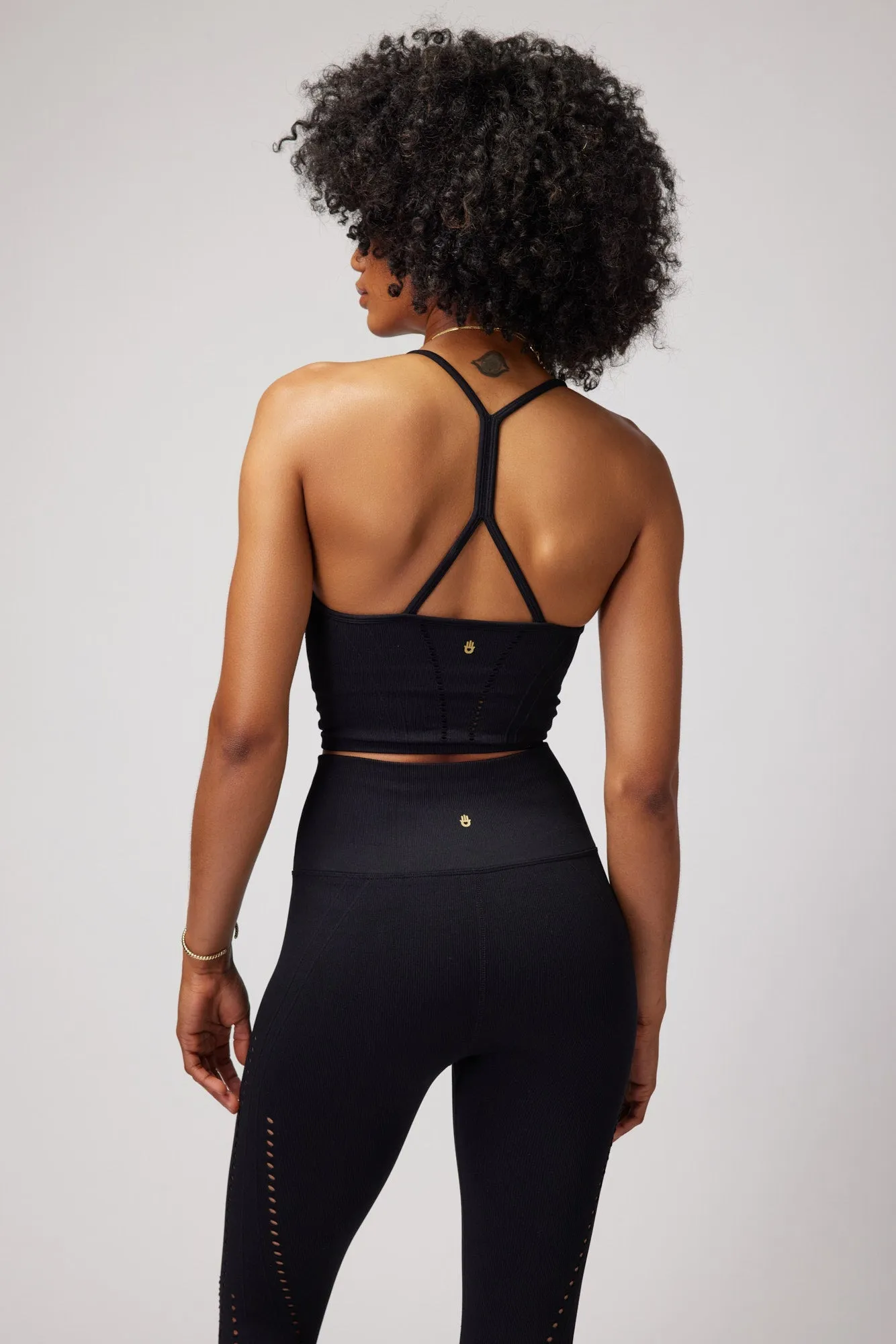 Spiritual Gangster Thea Seamless Crop Tank - Black