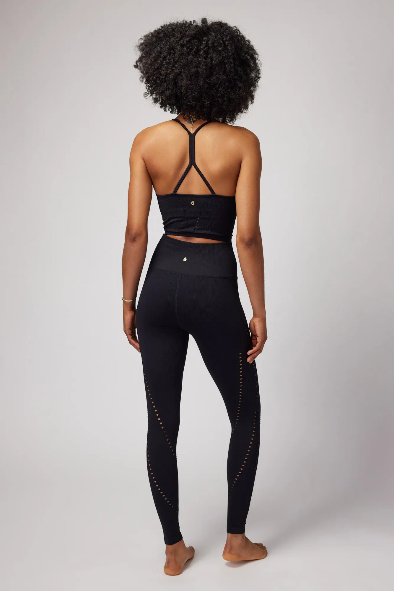 Spiritual Gangster Thea Seamless Crop Tank - Black