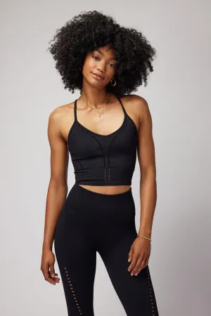 Spiritual Gangster Thea Seamless Crop Tank - Black