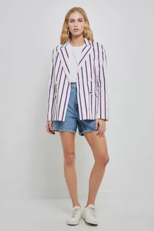 Striped Double Breasted Blazer