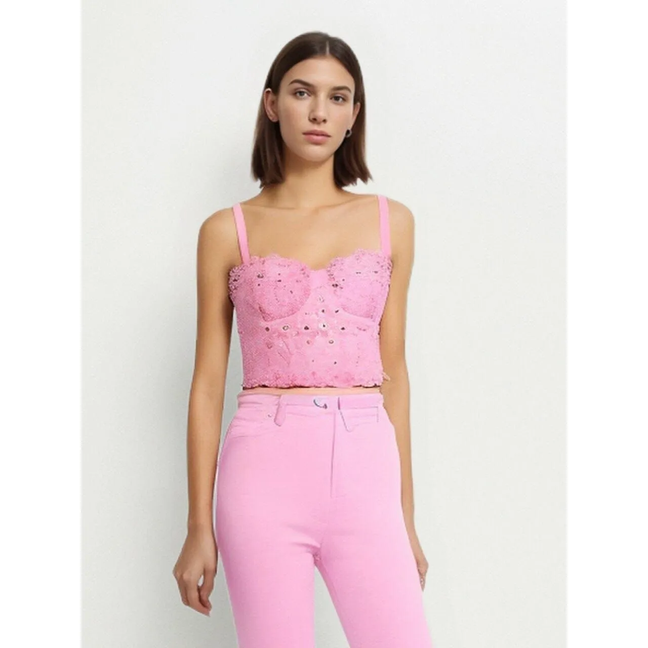 The Ayanna Crop Top Rhinestone Camisole - Multiple Colors