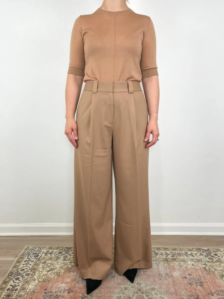 Tiffany Mid-Waisted Wide Leg Trouser in Camel