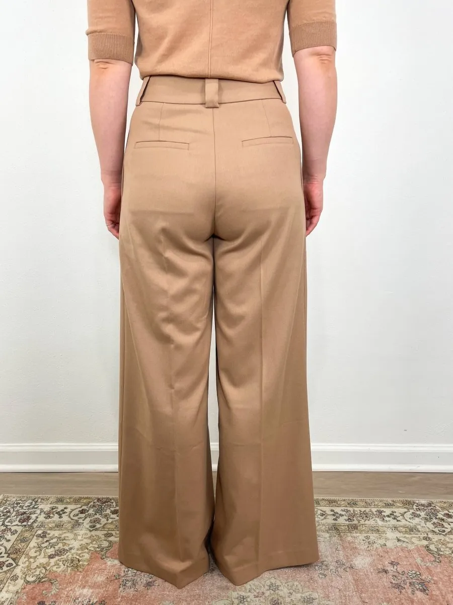 Tiffany Mid-Waisted Wide Leg Trouser in Camel