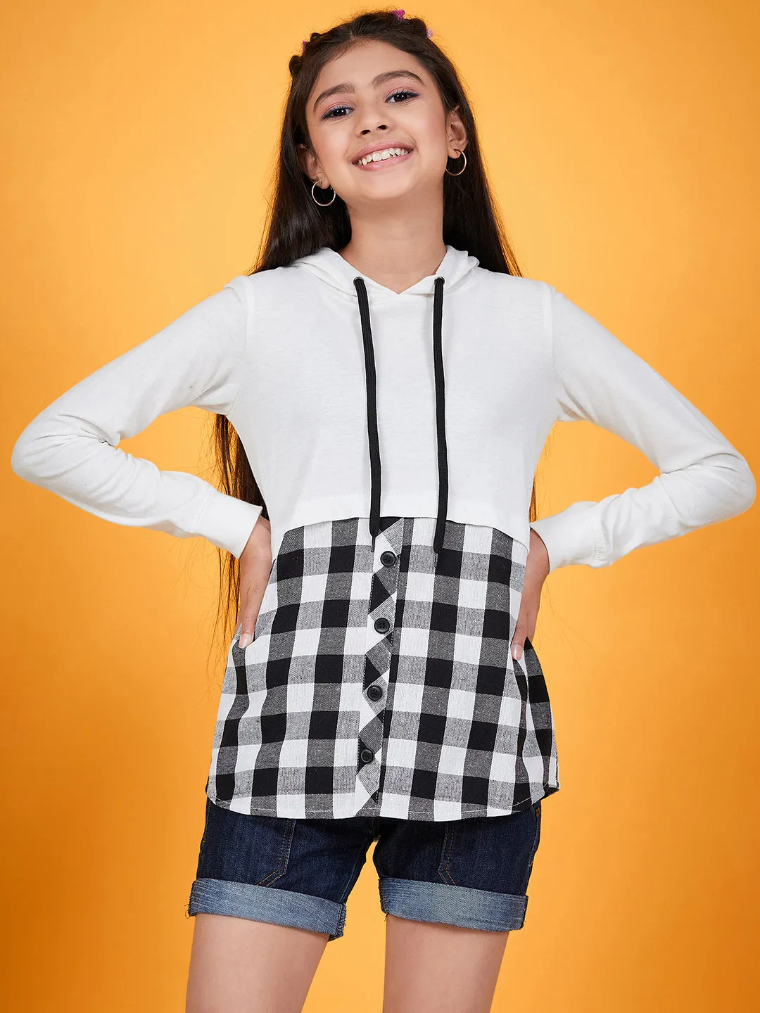 White Mandarin Collar Cotton Shirt Style Top