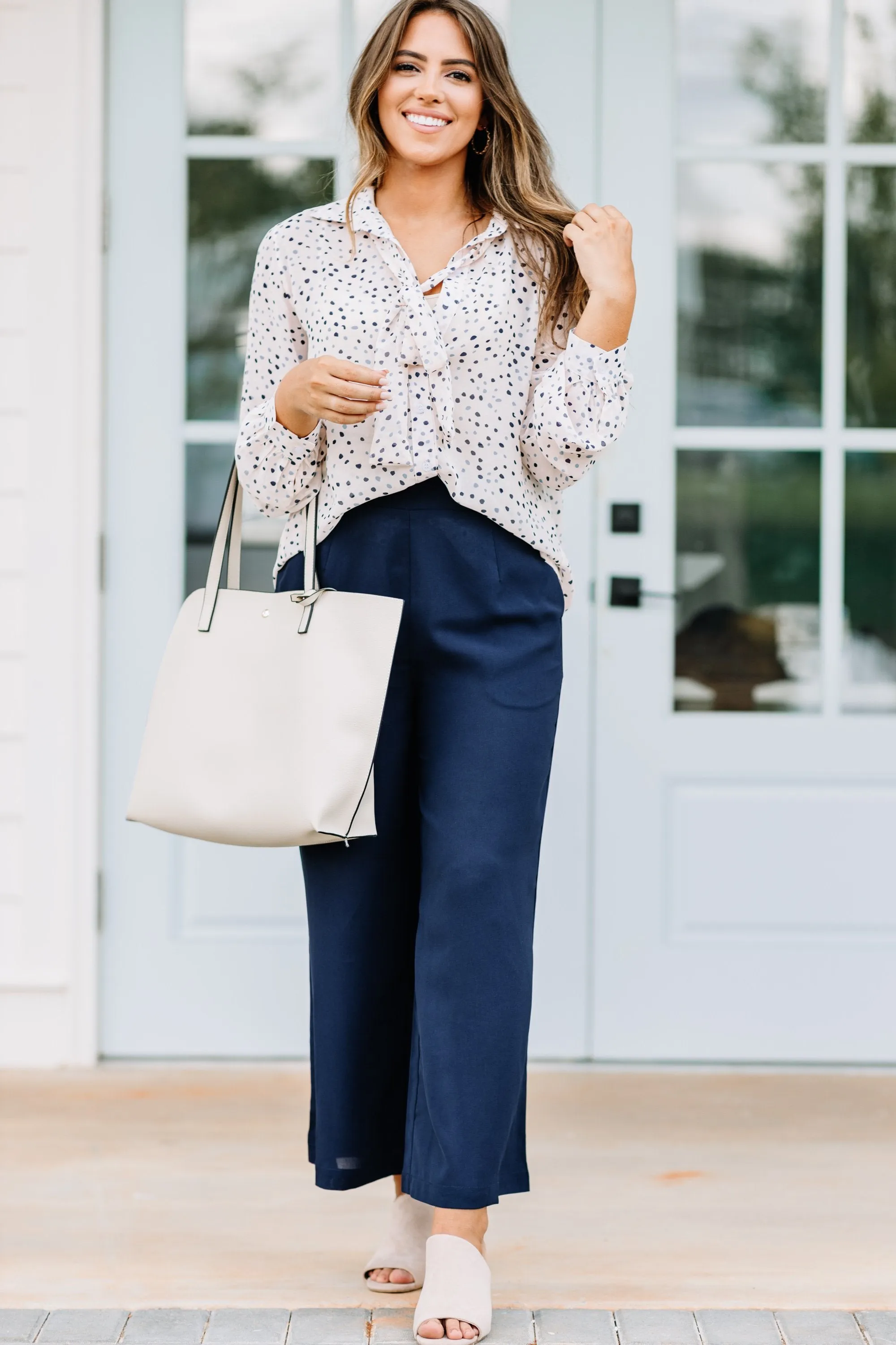 With You By My Side Navy Blue Wide Leg Pants