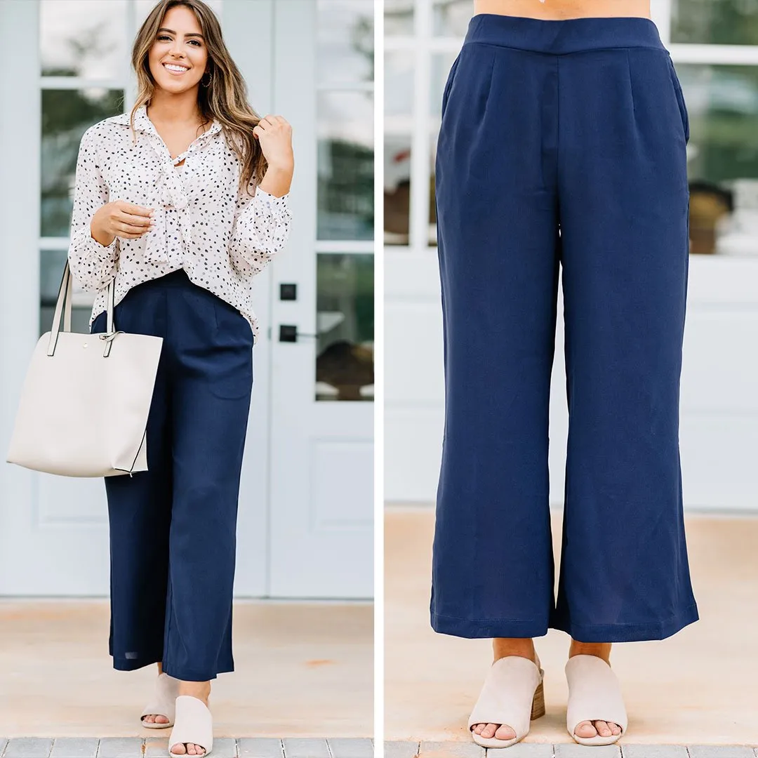 With You By My Side Navy Blue Wide Leg Pants