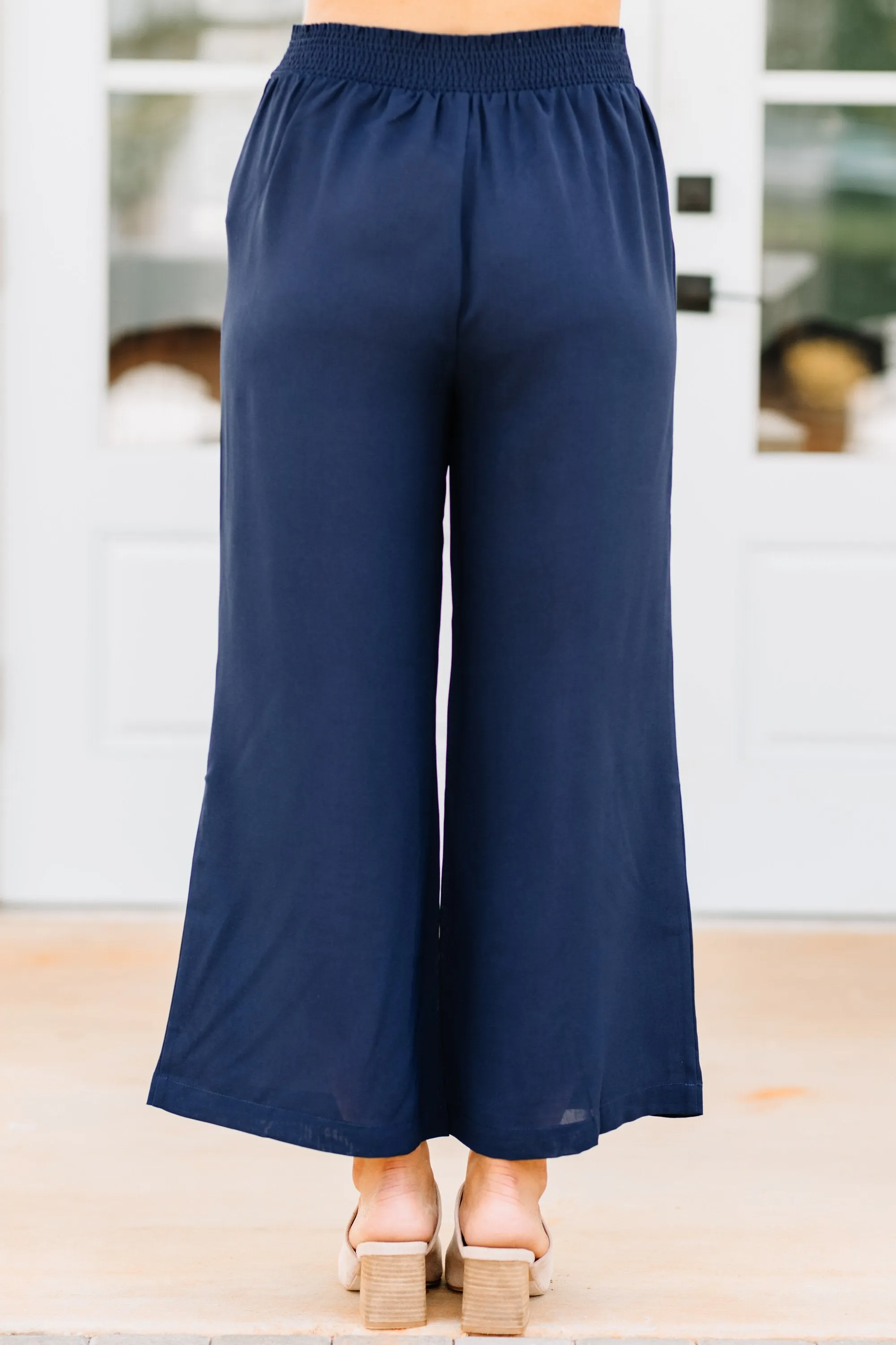 With You By My Side Navy Blue Wide Leg Pants