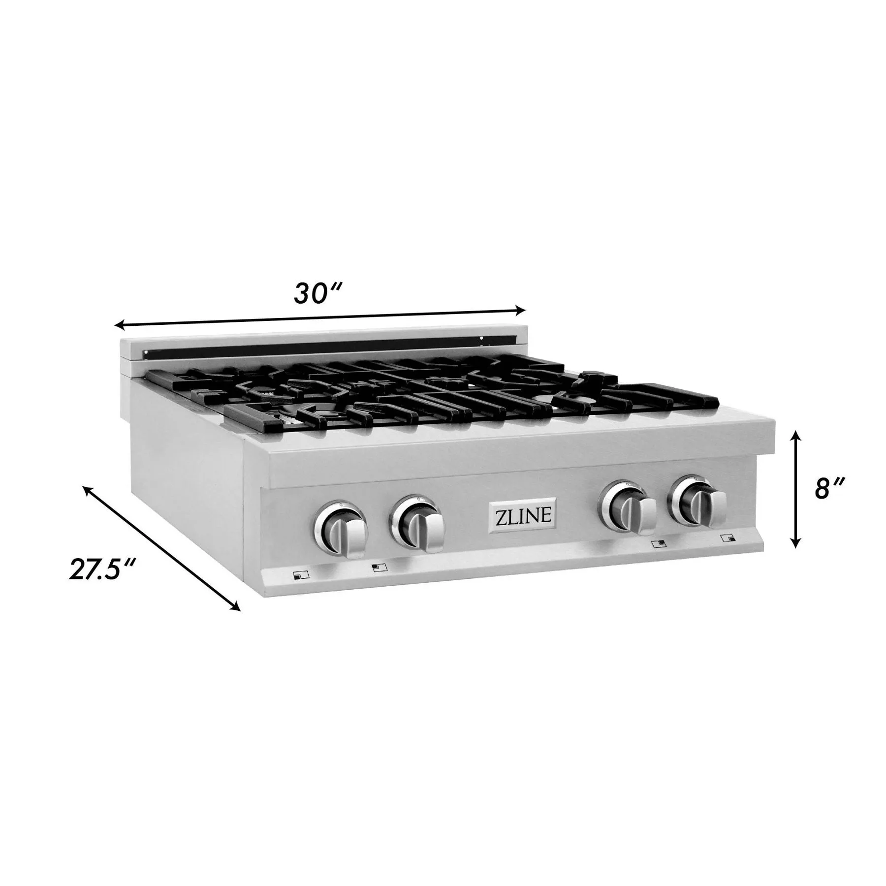 ZLINE 30" Porcelain Gas Stovetop in DuraSnow® Stainless Steel with 4 Brass Burners (RTS-BR-30)