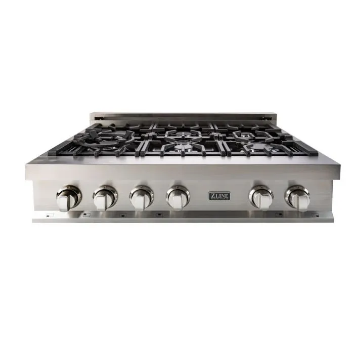 ZLINE 36 IN. porcelain rangetop in snow stainless with 6 gas burners (RTS-36)